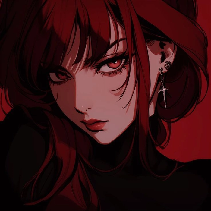 Aesthetic Red Anime Girl PFP