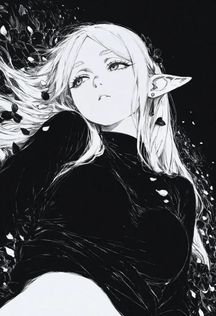 frieren pfp black and white