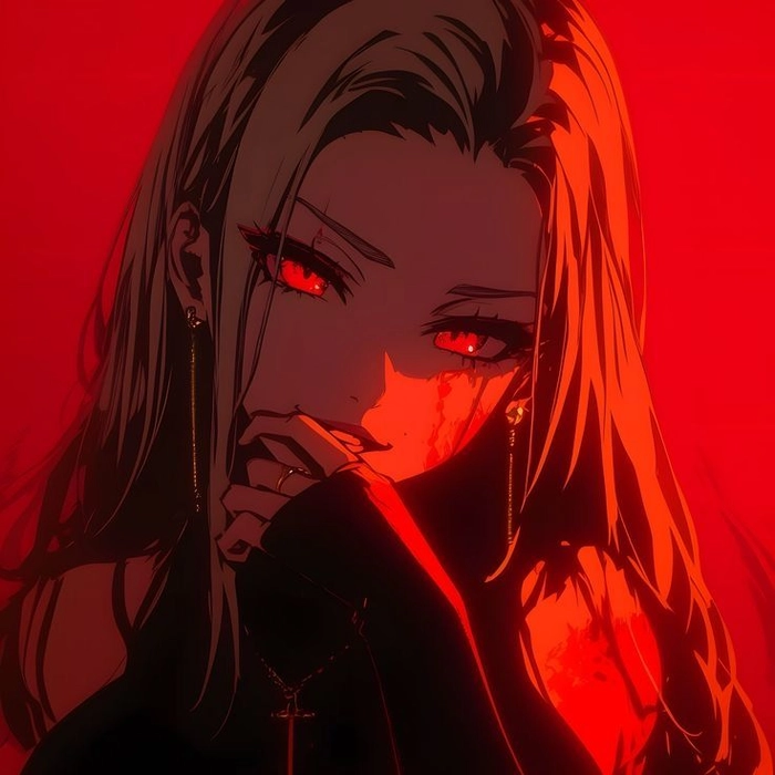 Aesthetic Red Anime Girl PFP