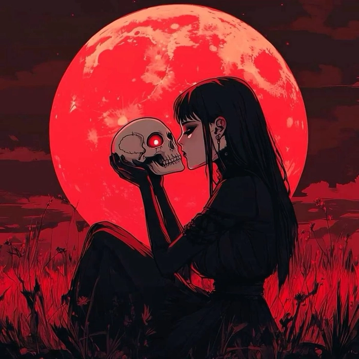 Aesthetic Red Anime Girl PFP