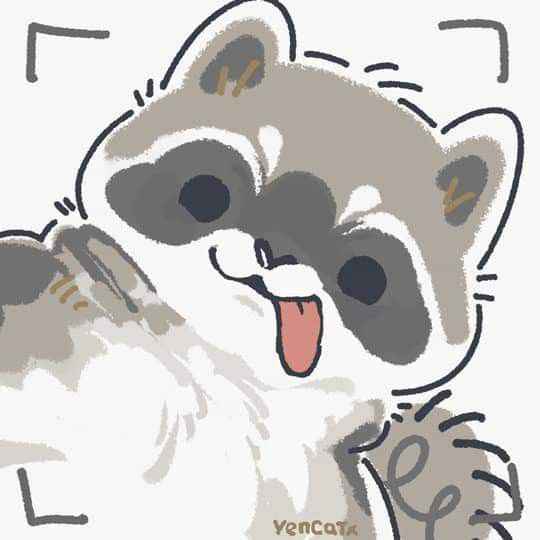 Chill raccoon relaxed pose